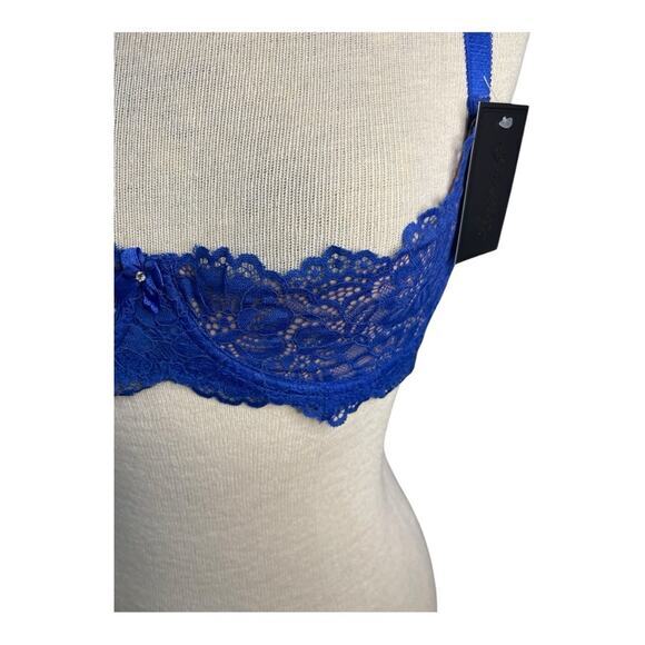 Frederick's of Hollywood‎ Demi Lace Underwire Bra (Sandie) in Blue Size 32D NWT - Picture 4 of 9